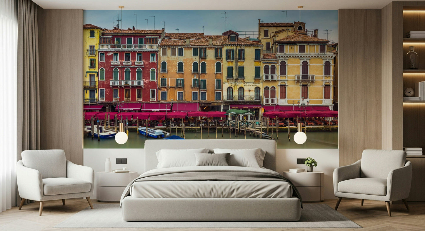 Colorful Venice Facades wall mural captures Italian canal life.