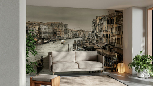 View of the Grand Canal in Venice, Italy.

