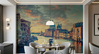 Watery passage Venetian Dawn wallpaper for walls classic European view.