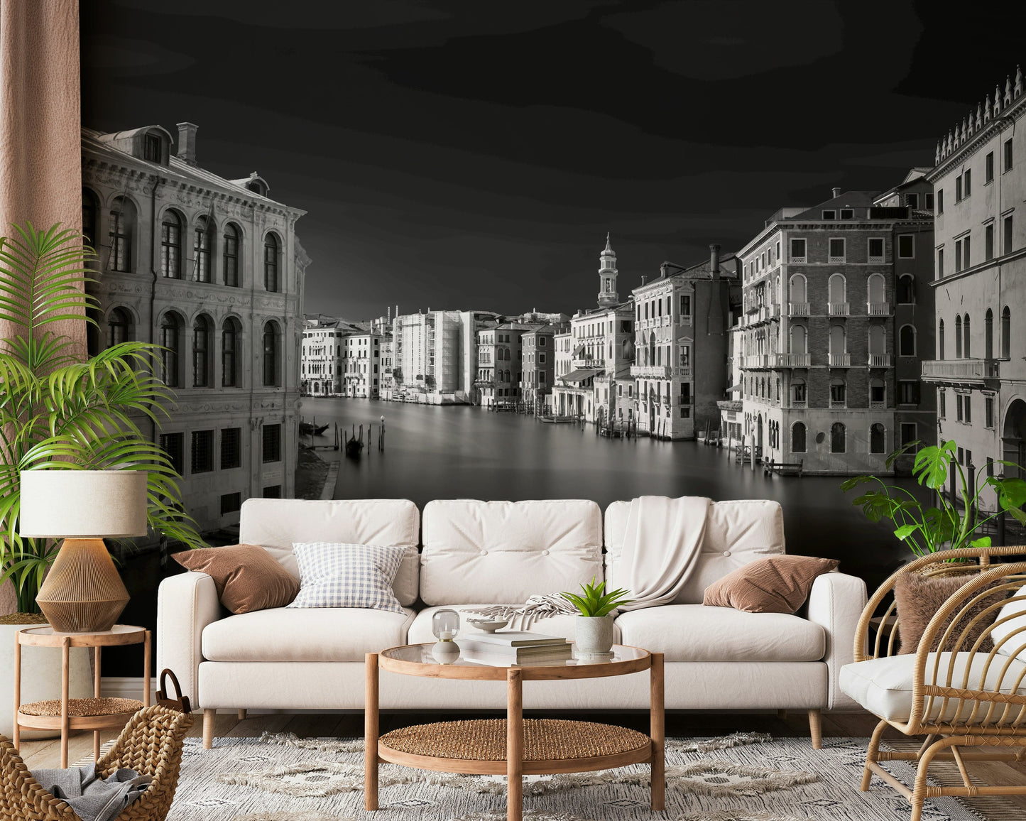 Venetian Echoes: Monochrome Serenity Wall Mural -2318750