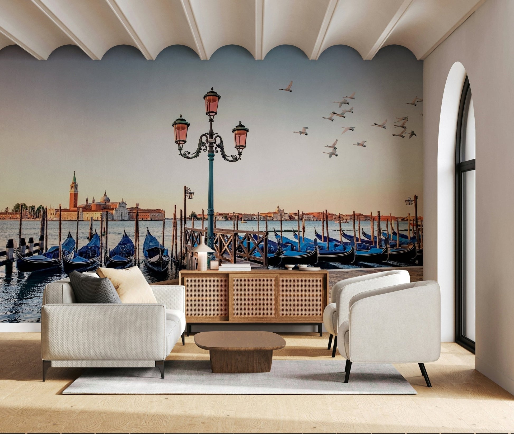 Mughal architecture Venice Serenity wall mural with twin minarets