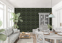 Verdant Damask Jungle Tapestry style Green Forest Wallpaper⁠