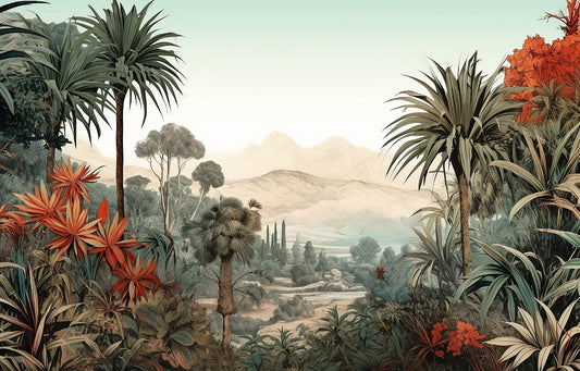Verdant Valley Vintage Tropical Flora Murale
