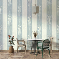 Vertical foliage wallpaper creating a lively, fresh atmosphere

