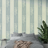 Detailed vertical foliage wallpaper creating a soothing ambiance

