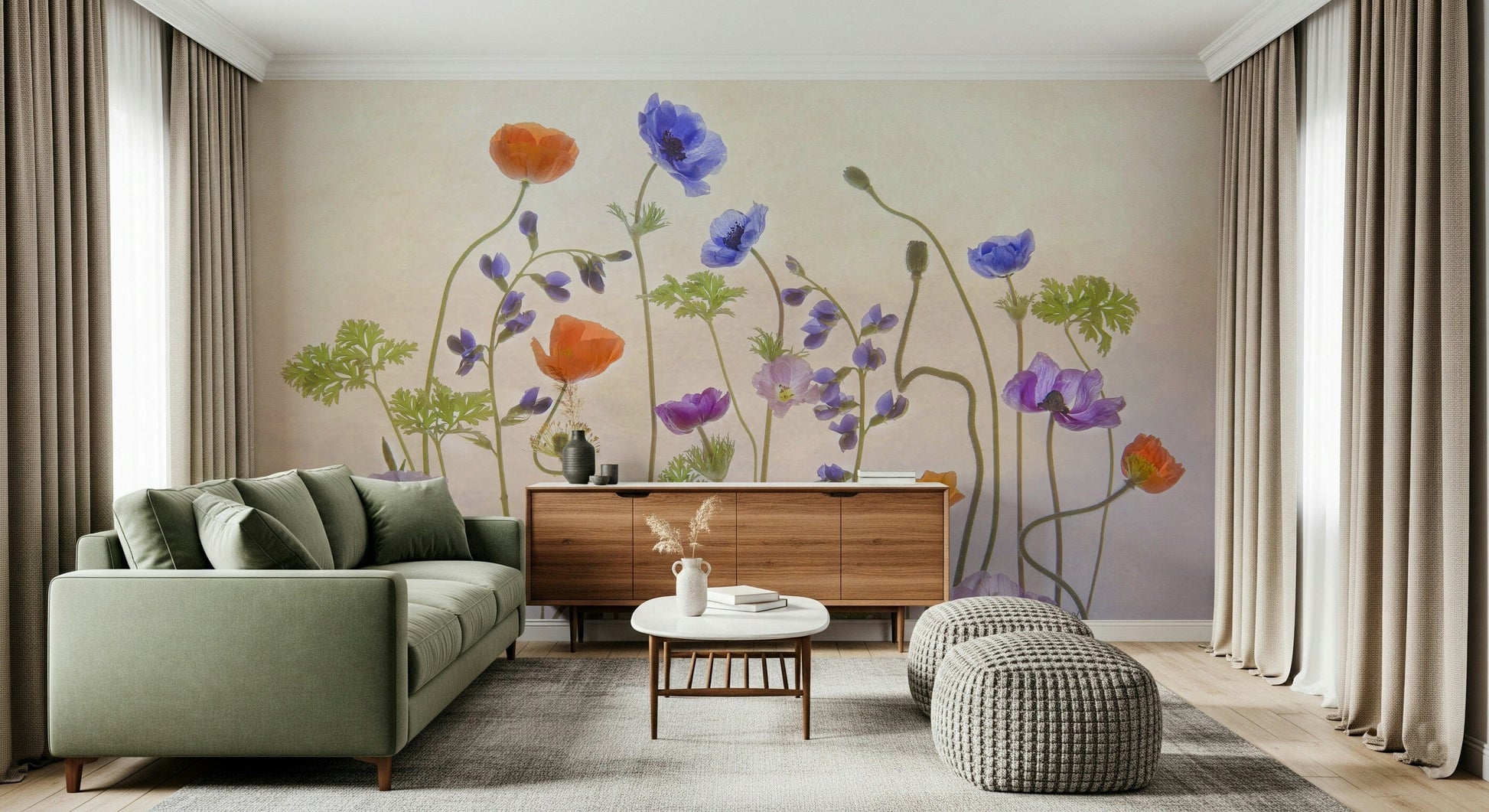 A classic floral wallpaper for walls.

