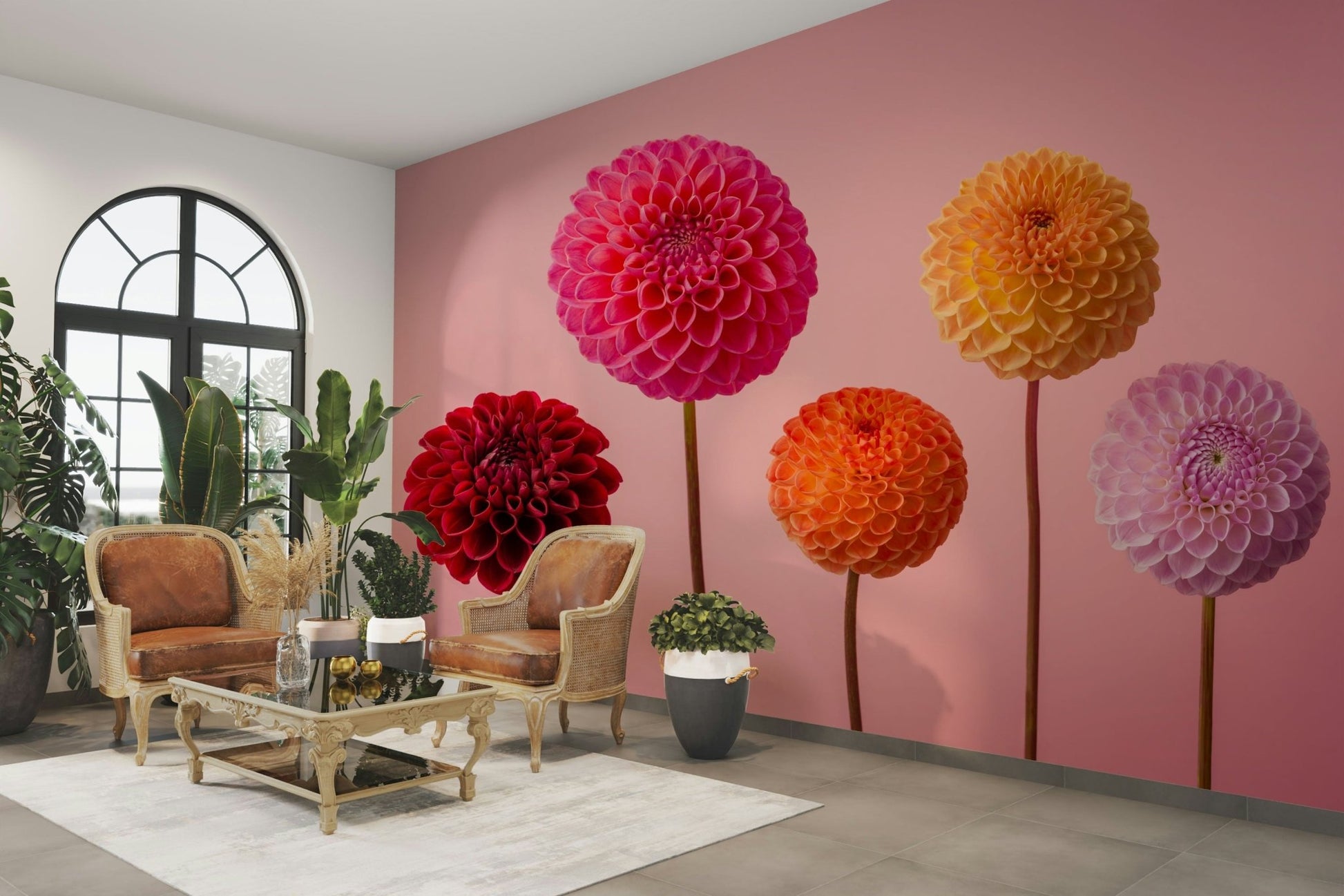 Dahlias on slender stems.

