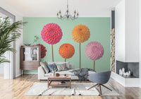 Contemporary Vibrant Dahlias Wall Mural style with botanical focus.
