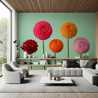 High-definition print of the Vibrant Dahlias office Wall Mural design.