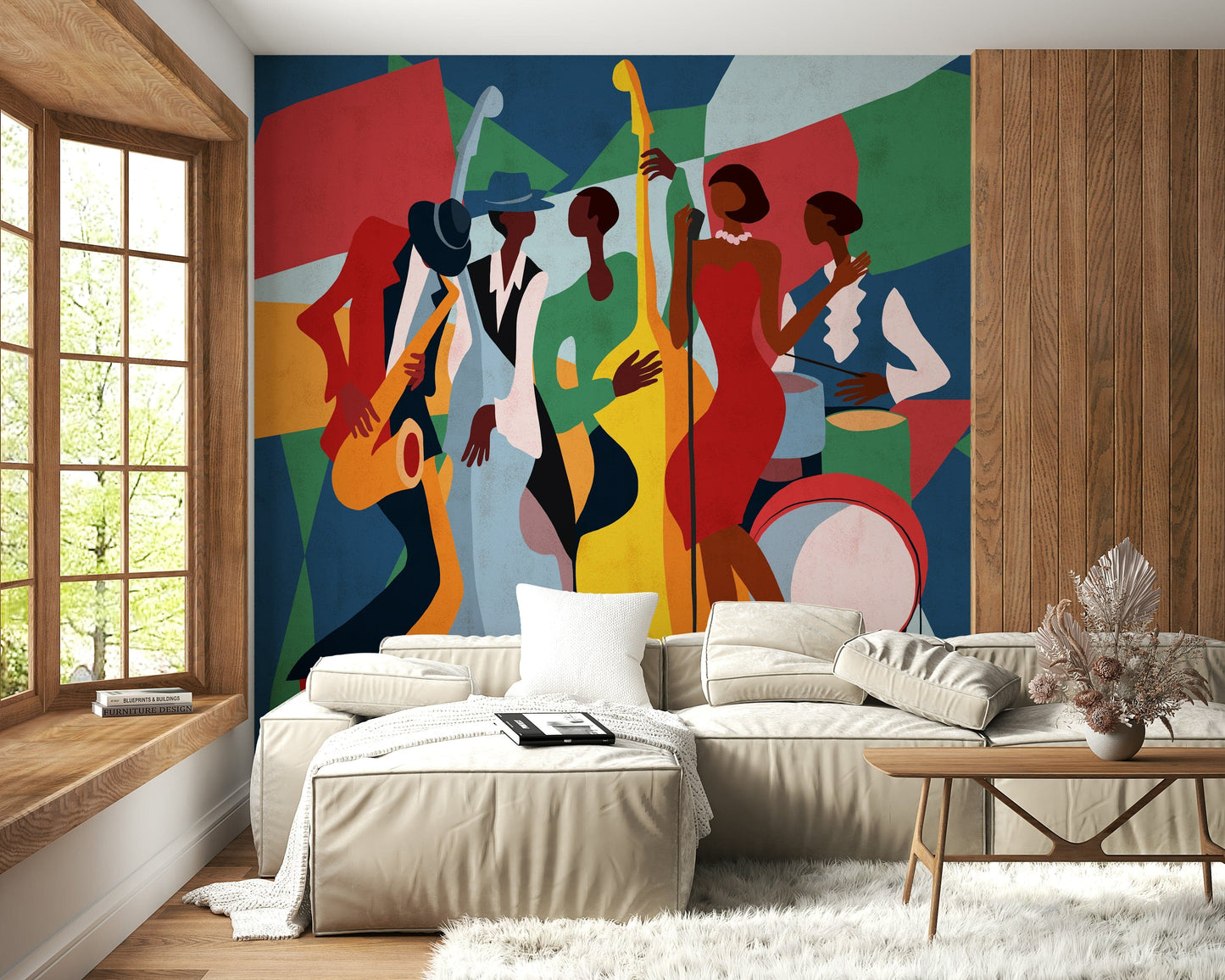 Mural de parede de conjunto de jazz