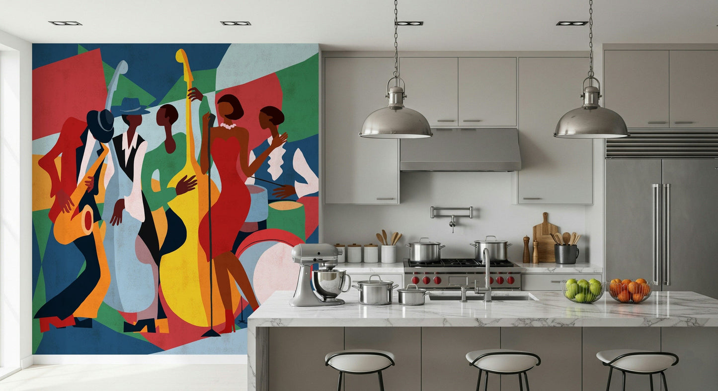 Mural de parede de conjunto de jazz