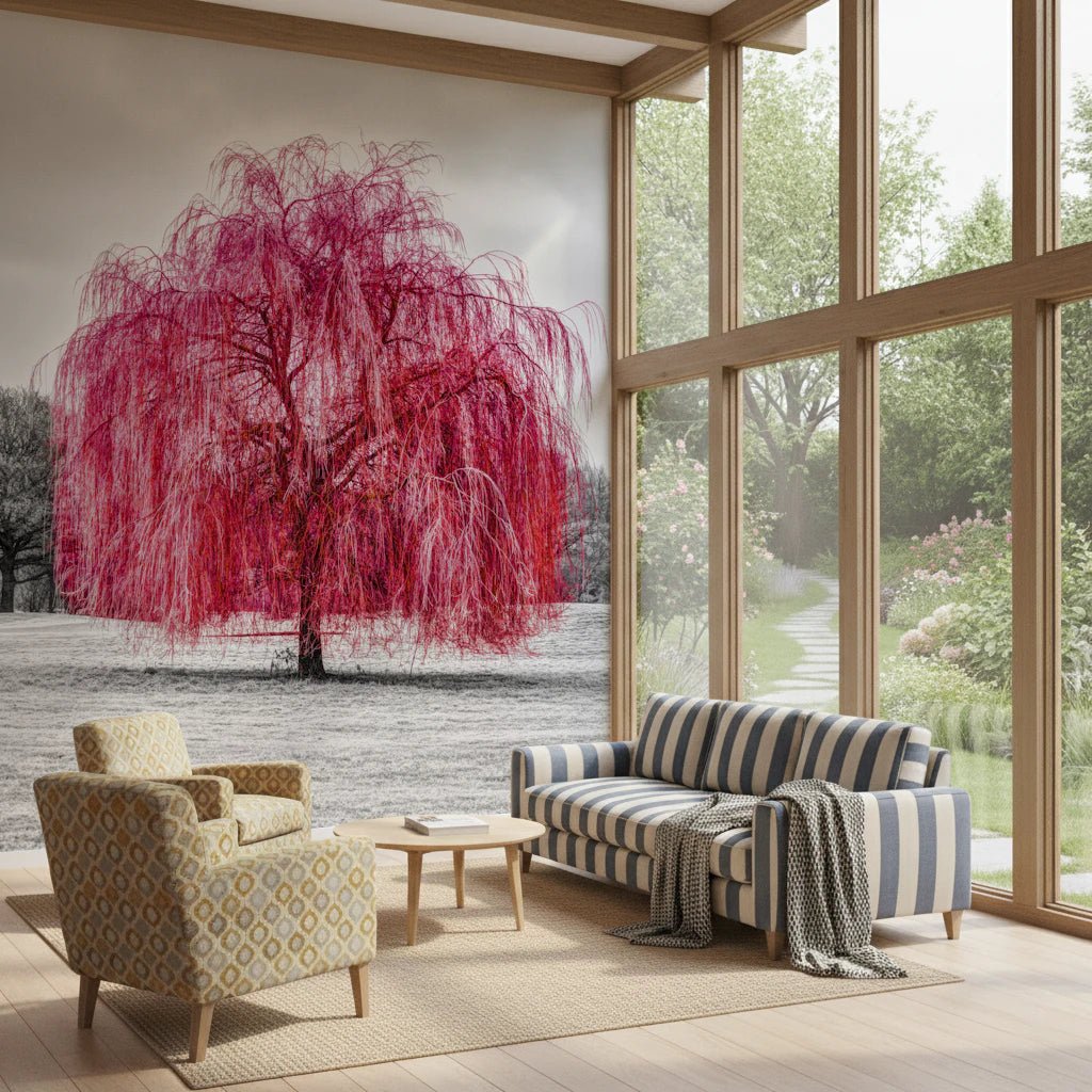 Vibrant Pink Willow Wall Mural