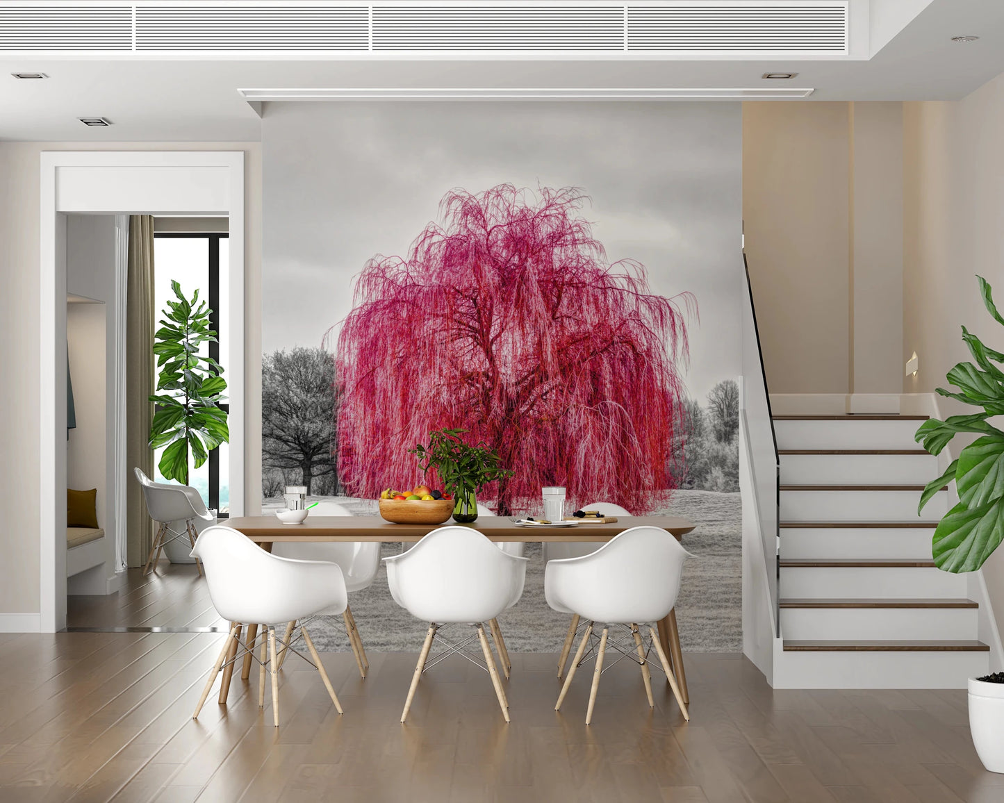 Vibrant Pink Willow Wall Mural