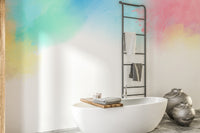 Artistic watercolor splash kids wallpaper for vibrant interiors.