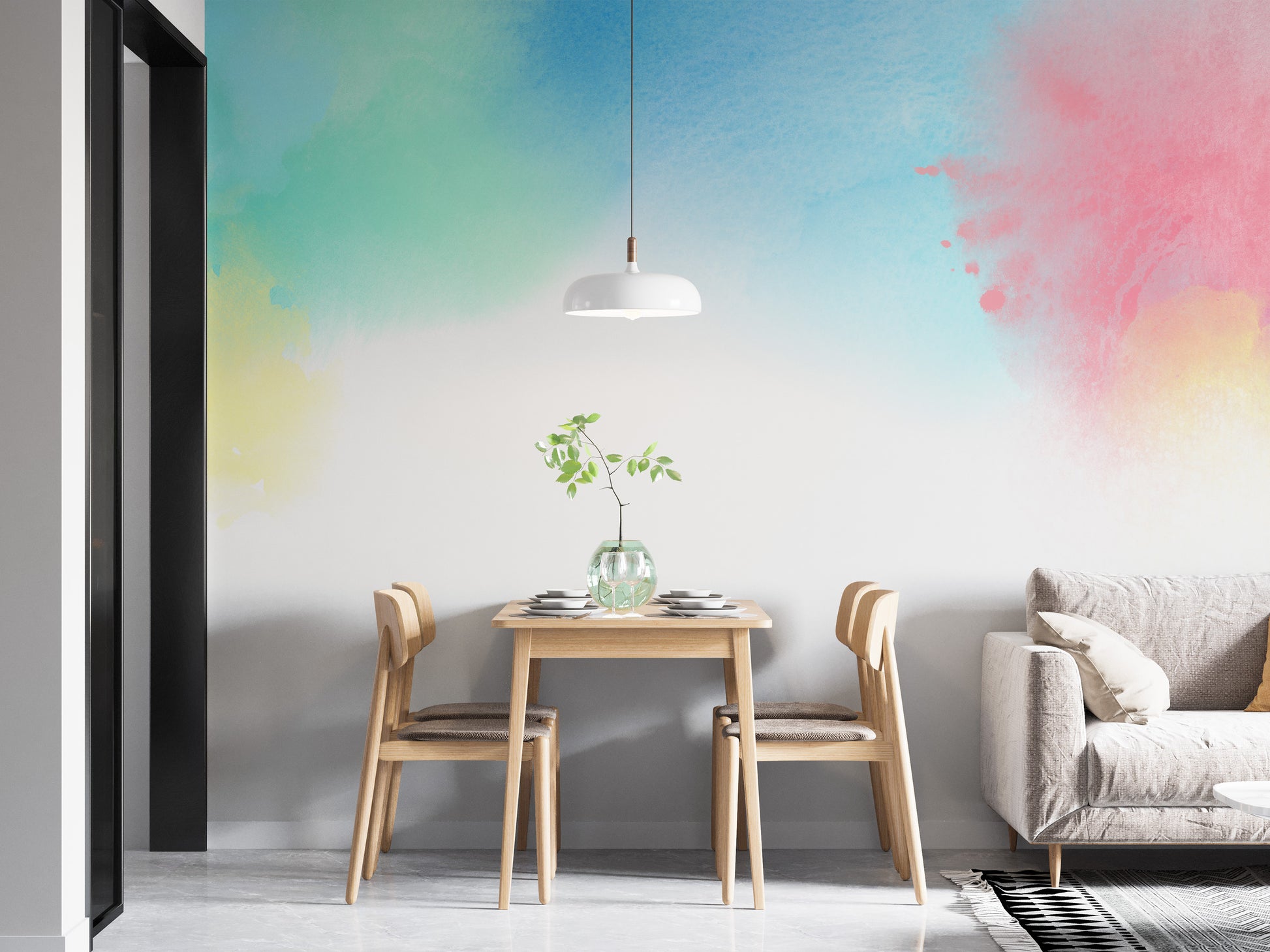 Multicolor abstract wallpaper for creative kids' room walls.