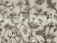 The wallpaper displays hand-drawn floral stems that create a peaceful and graceful spring atmosphere.