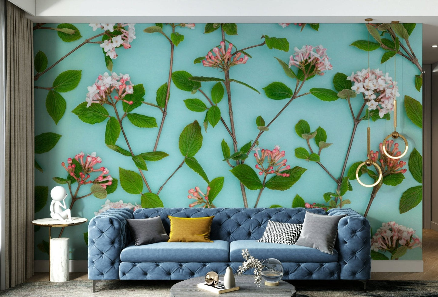 Bright and refreshing Viburnum Juddii flower wall mural.

