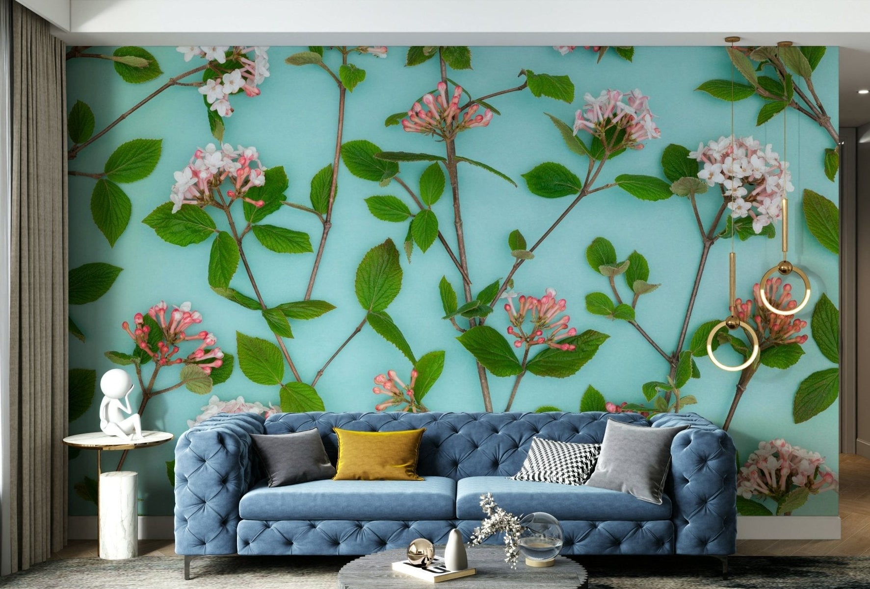 Bright and refreshing Viburnum Juddii flower wall mural.

