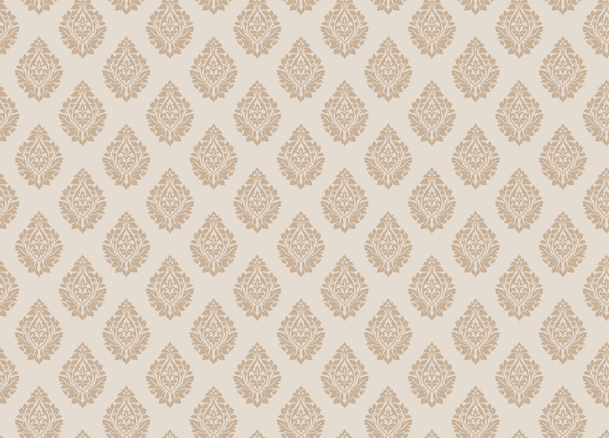 Victorien beige damasque Repeat Pattern Wallpaper
