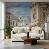 Vienna's Historic Architecture Wall Mural in home office, refined cityscape backdrop