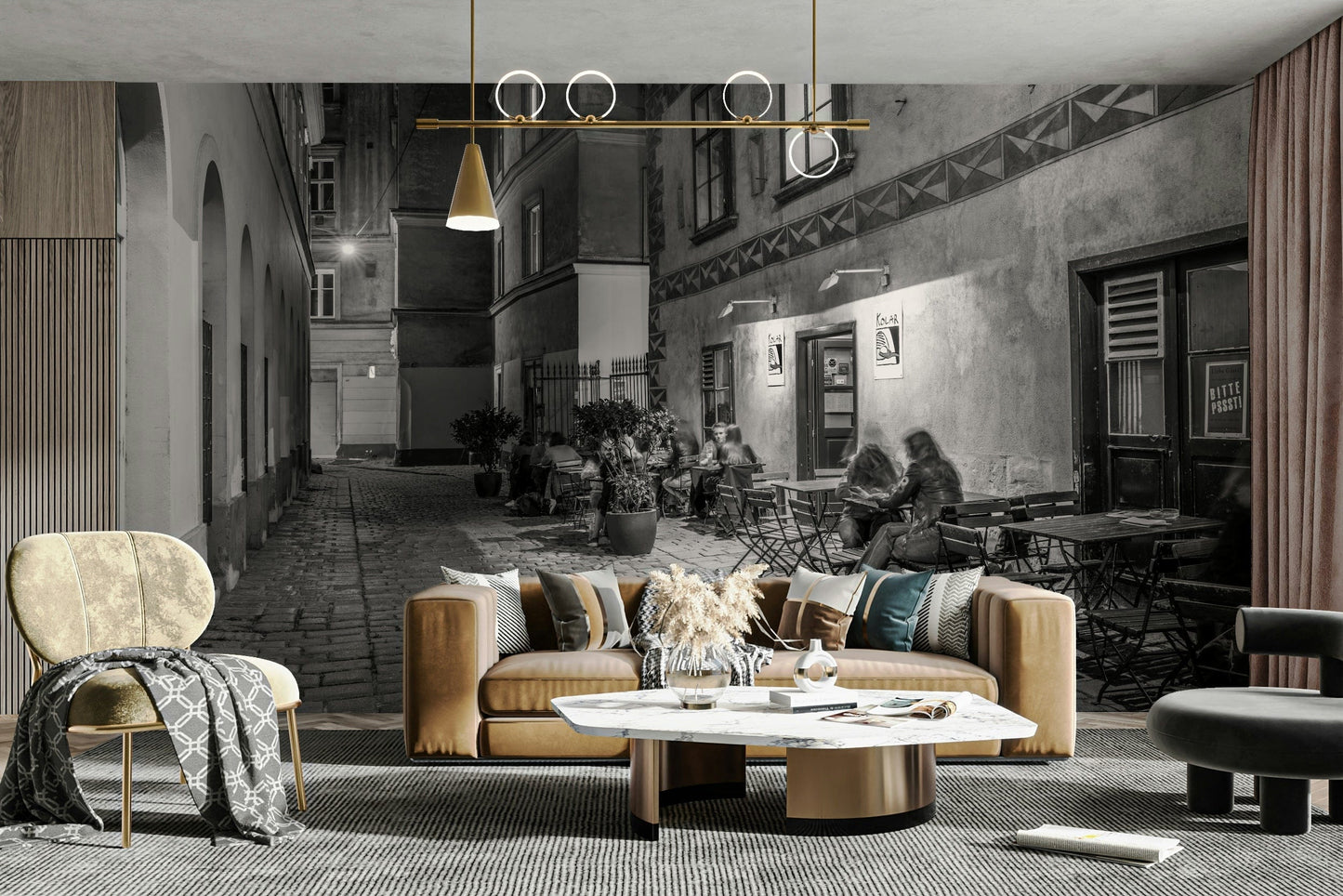 Street cafe in Vienna Wall Mural