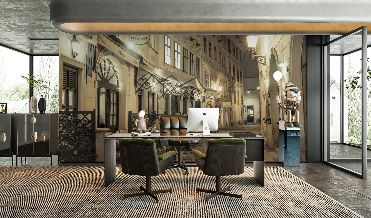 A high-quality print of a classic city scene.

