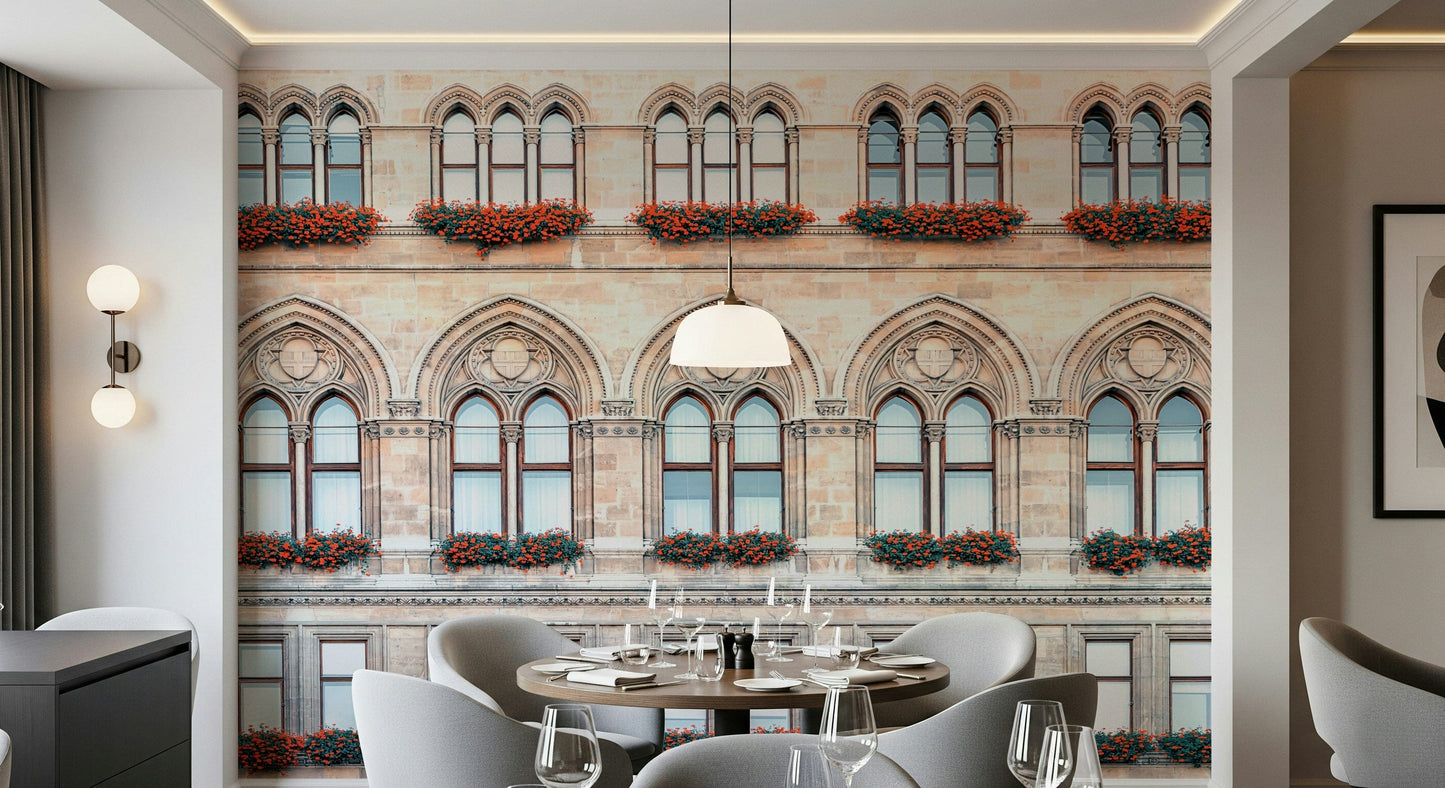 European historic windows artwork styled as Vienna wall mural