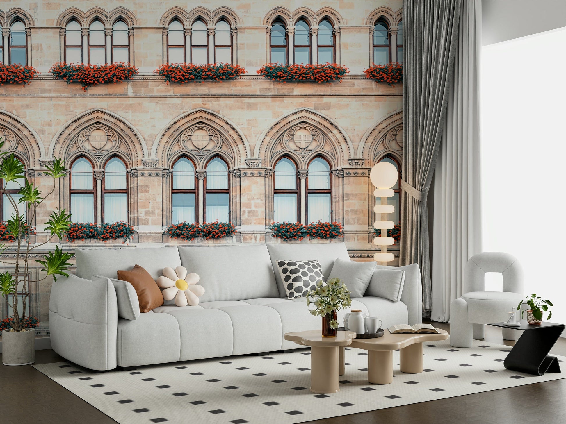 Classic Vienna building exterior featured in facade wall mural