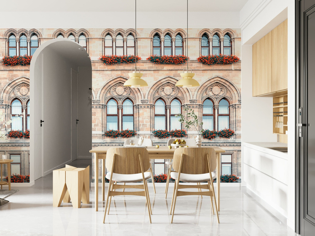 Austrian architecture illustrated as Vienna facade wall mural