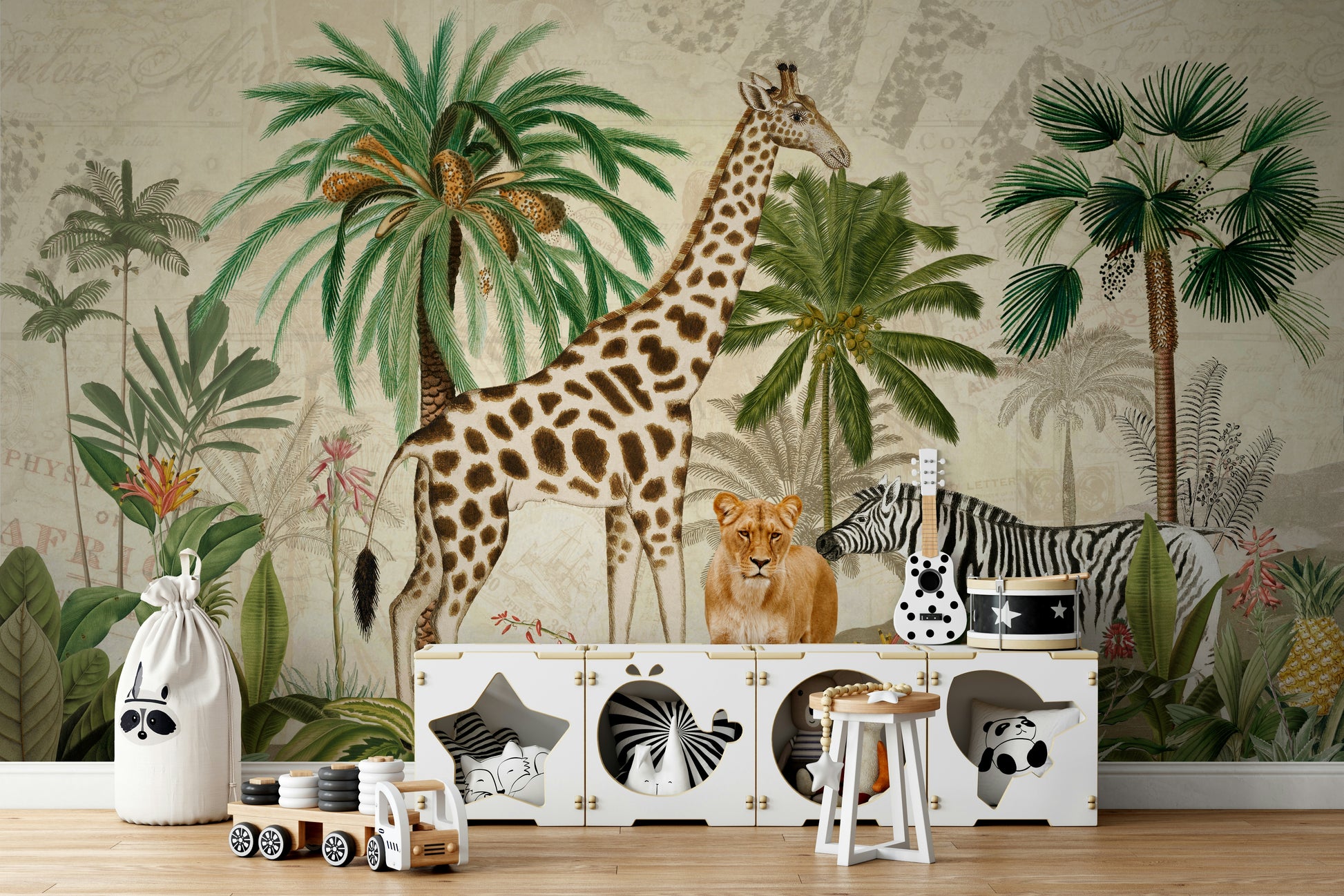 Rustic African mural wallpaper

