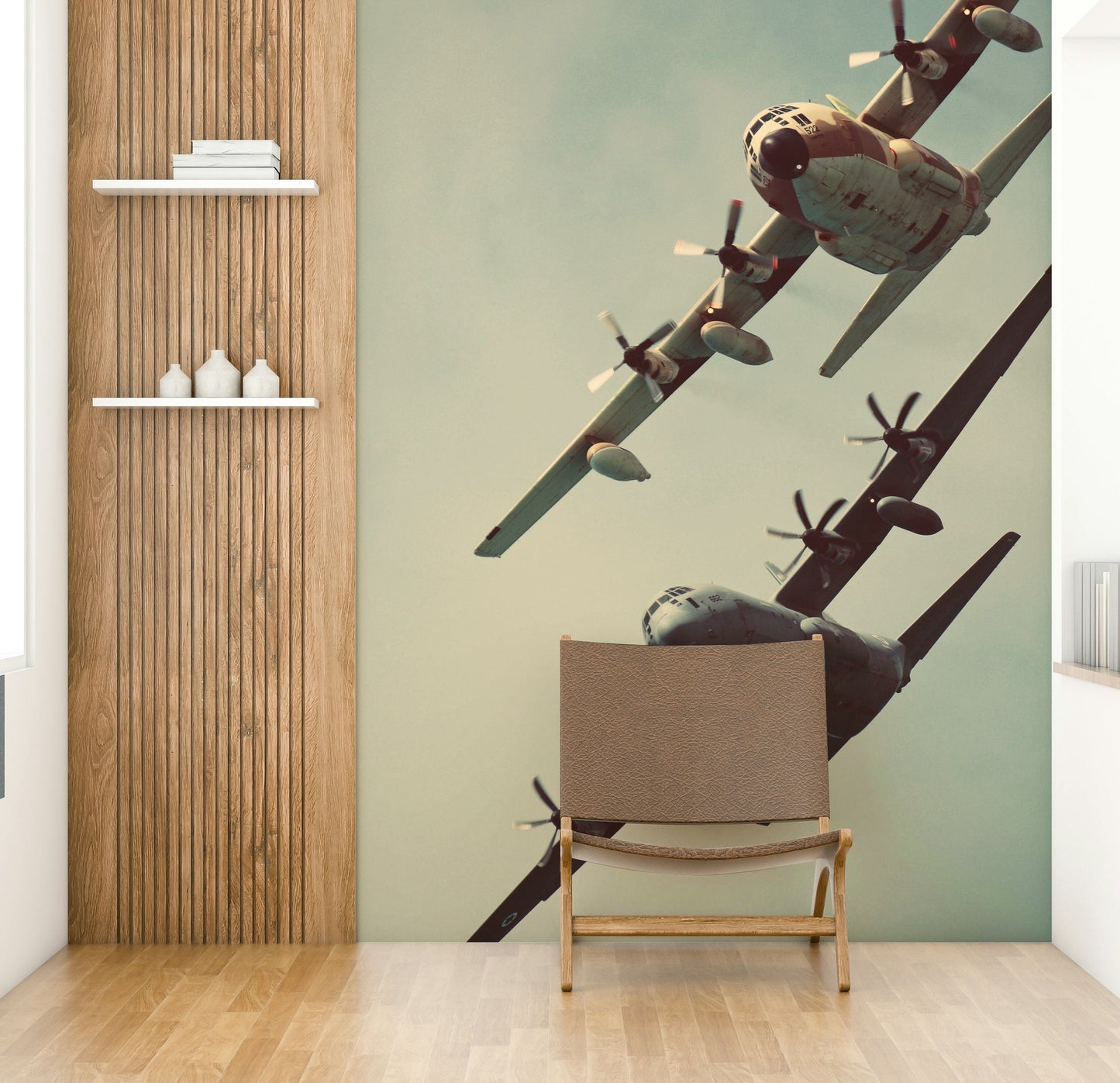 A contemplative gentle design wallpaper mural for a feature wall.

