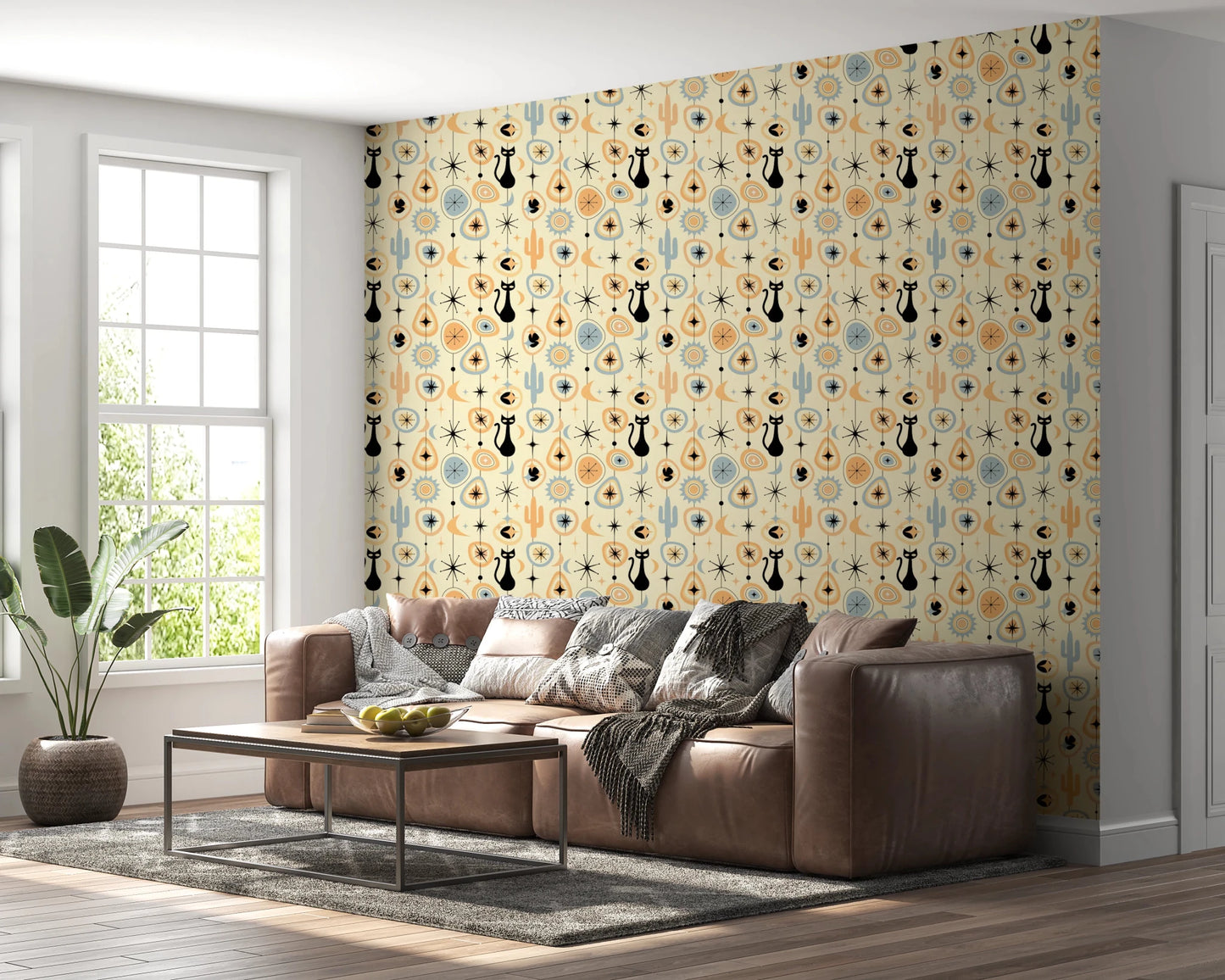 Vintage Atomic Desert Night Wallpaper⁠