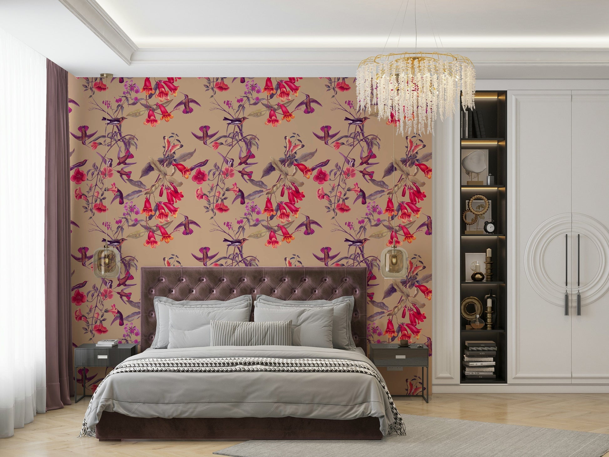 A classic aviary theme wallpaper for walls.


