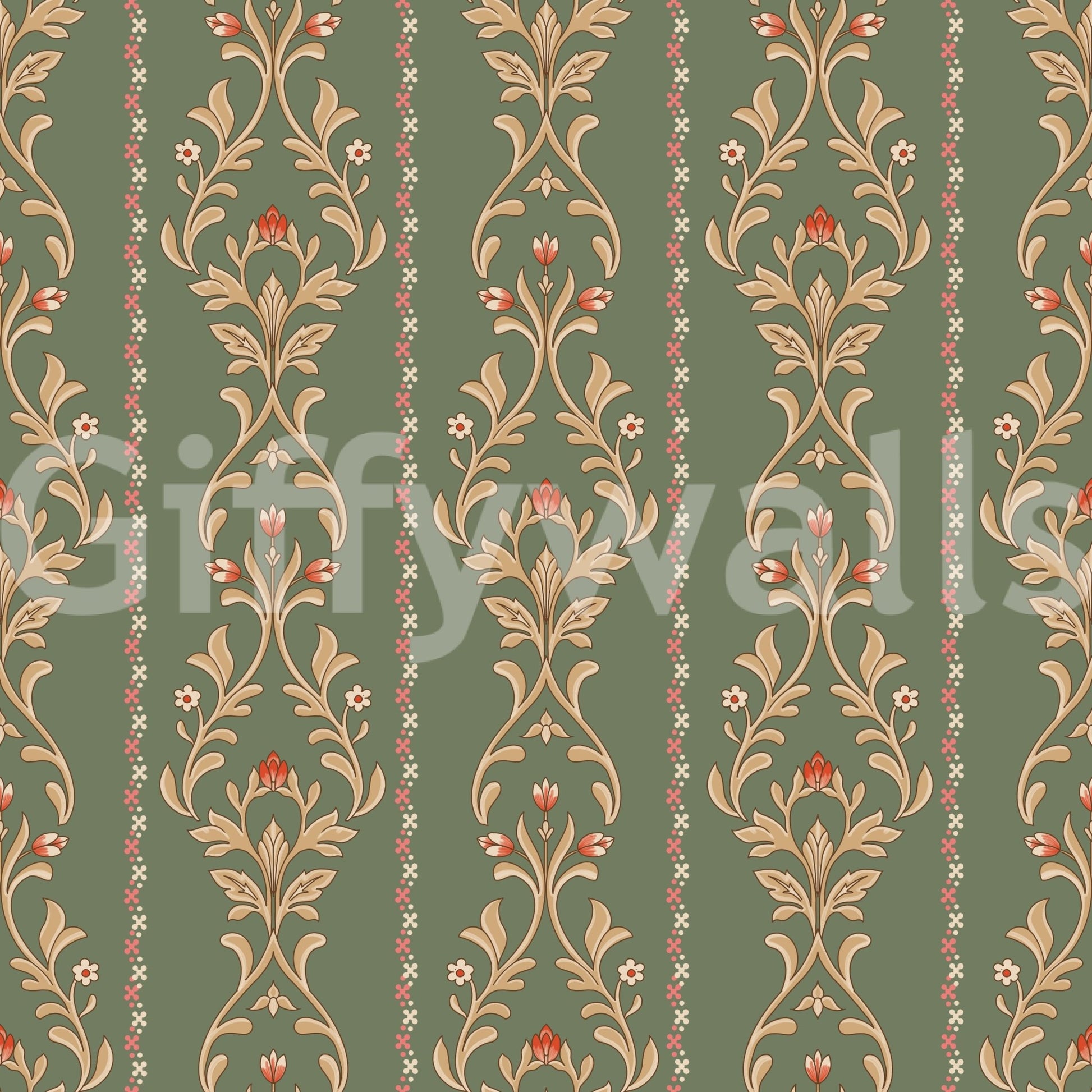 Vintage Bloom heritage stripe Wallpaper for a cottage style hallway.