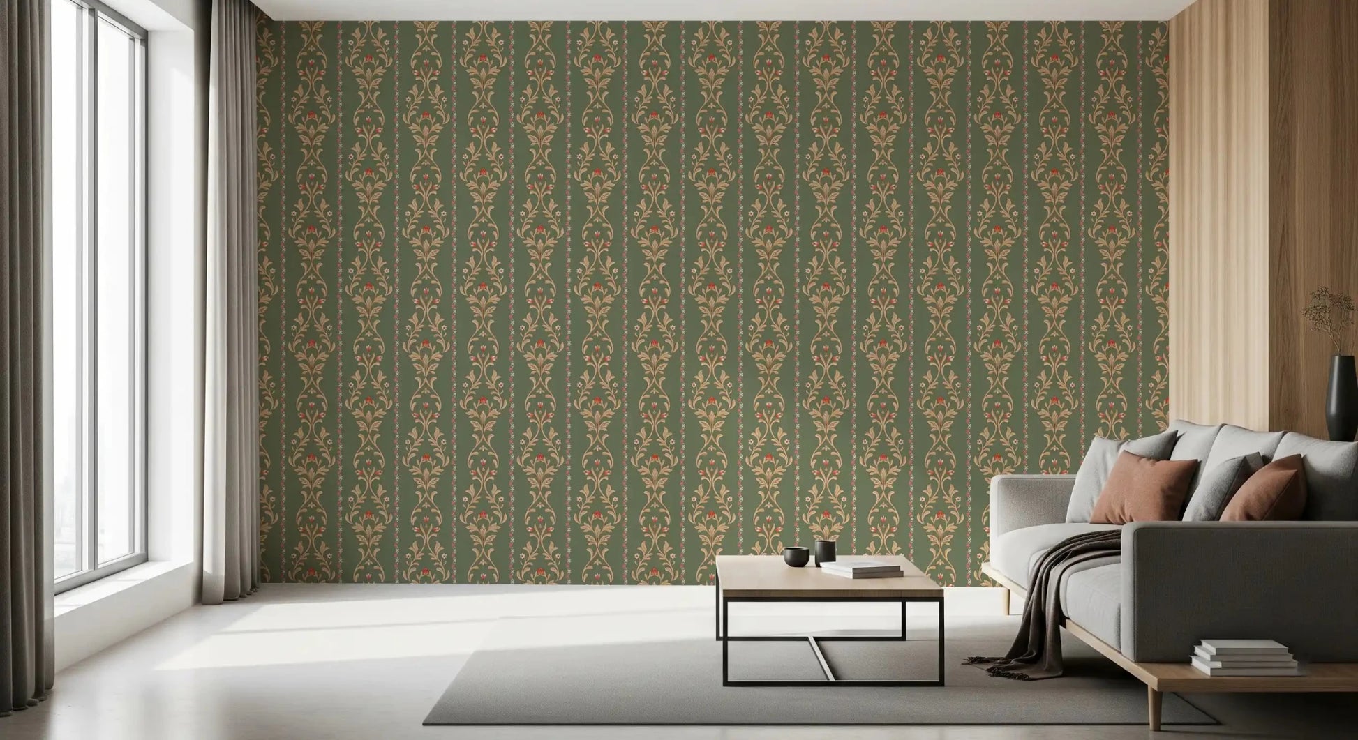 Vintage Bloom heritage stripe Wallpaper used for accent hallway