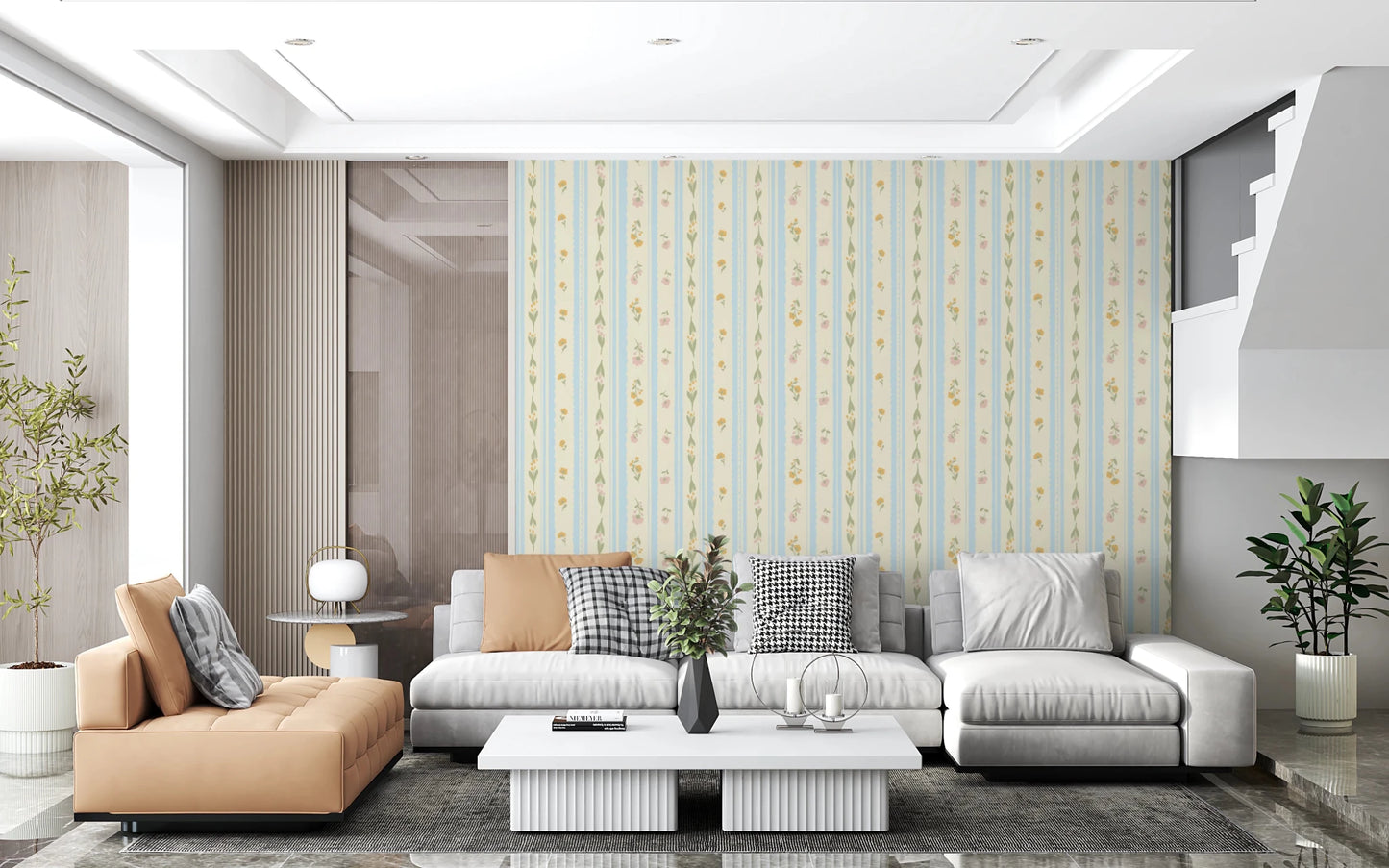 Vintage Bloom Stripes Wallpaper⁠