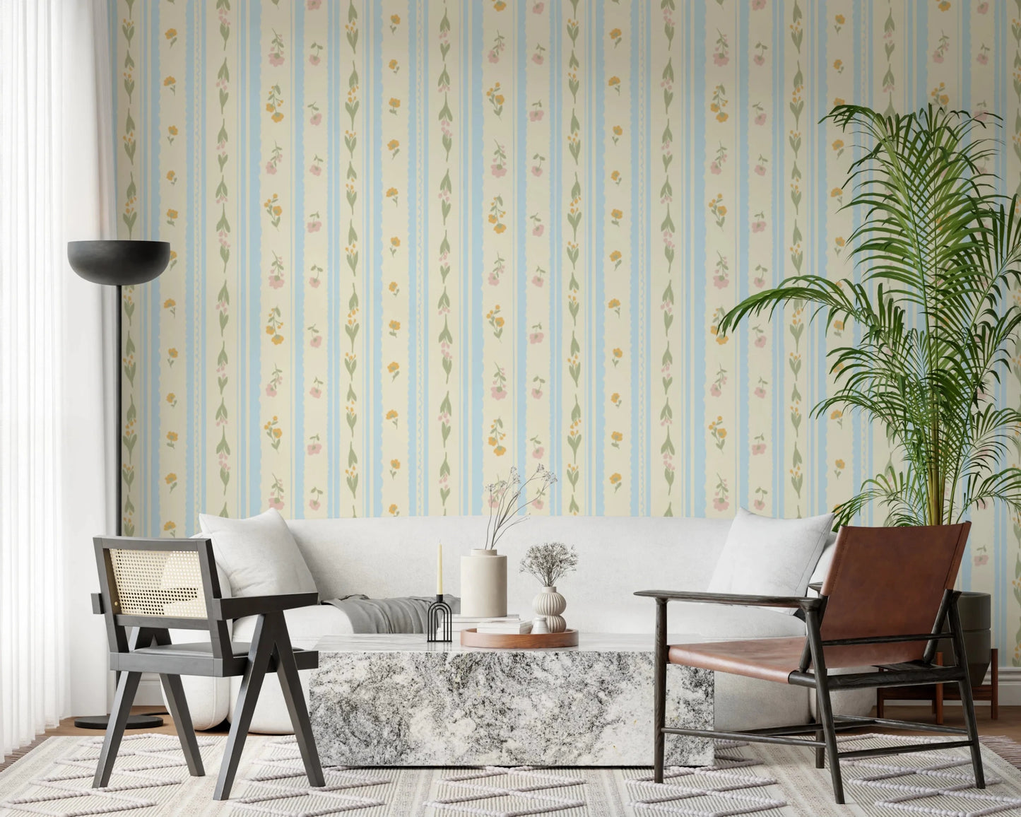 Vintage Bloom Stripes Wallpaper⁠