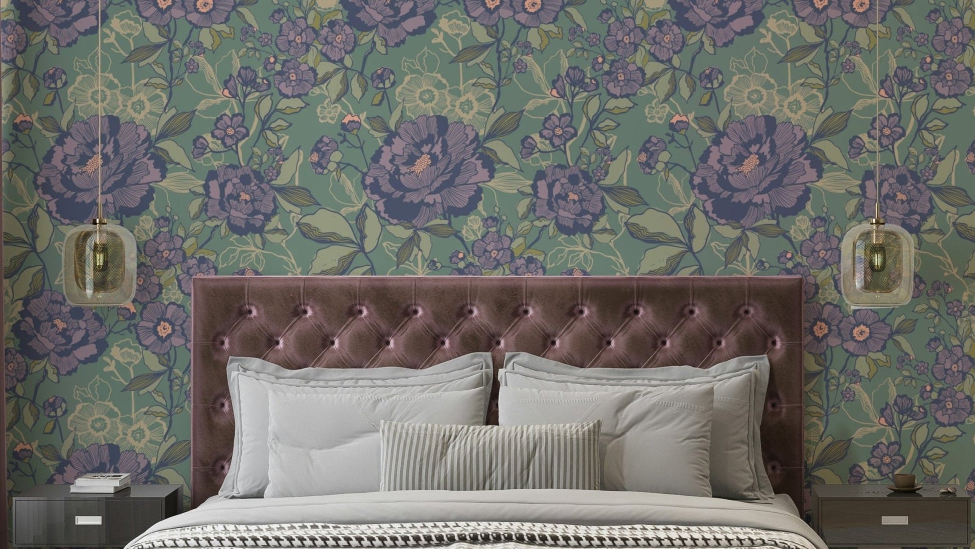 A captivating and elegant vintage floral wallpaper pattern.
