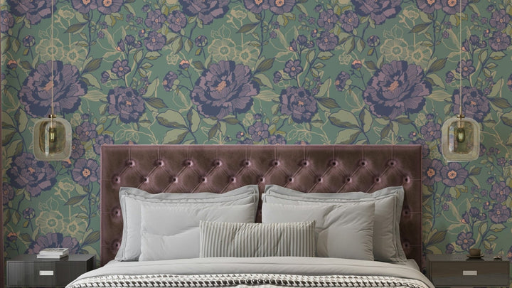 A captivating and elegant vintage floral wallpaper pattern.
