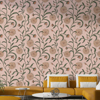 Features delicate, trailing botanical designs.
