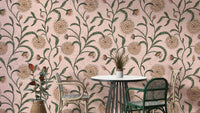 A charming and classic floral wallpaper pattern.
