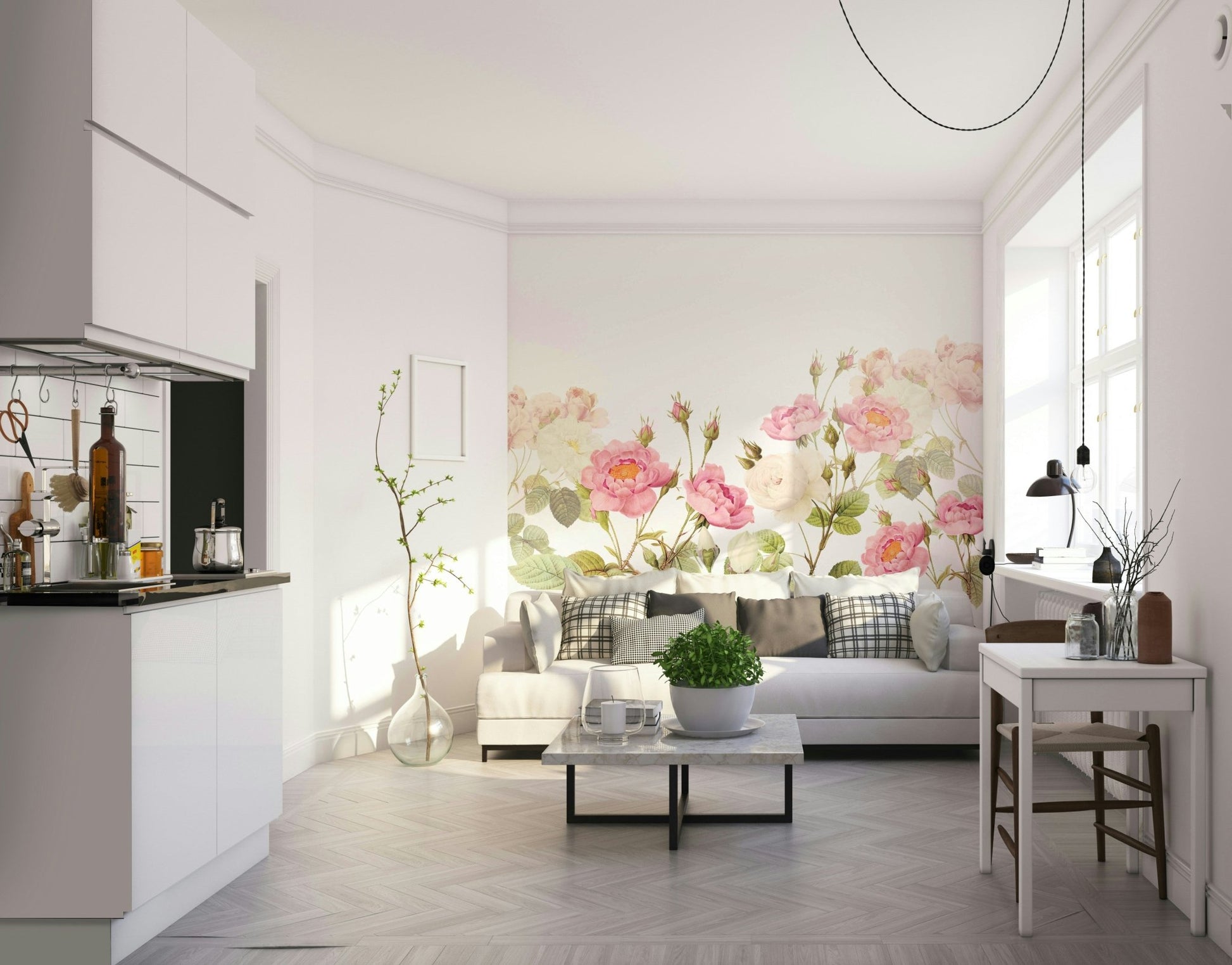 The flowers are painted in a classic, vintage style.
