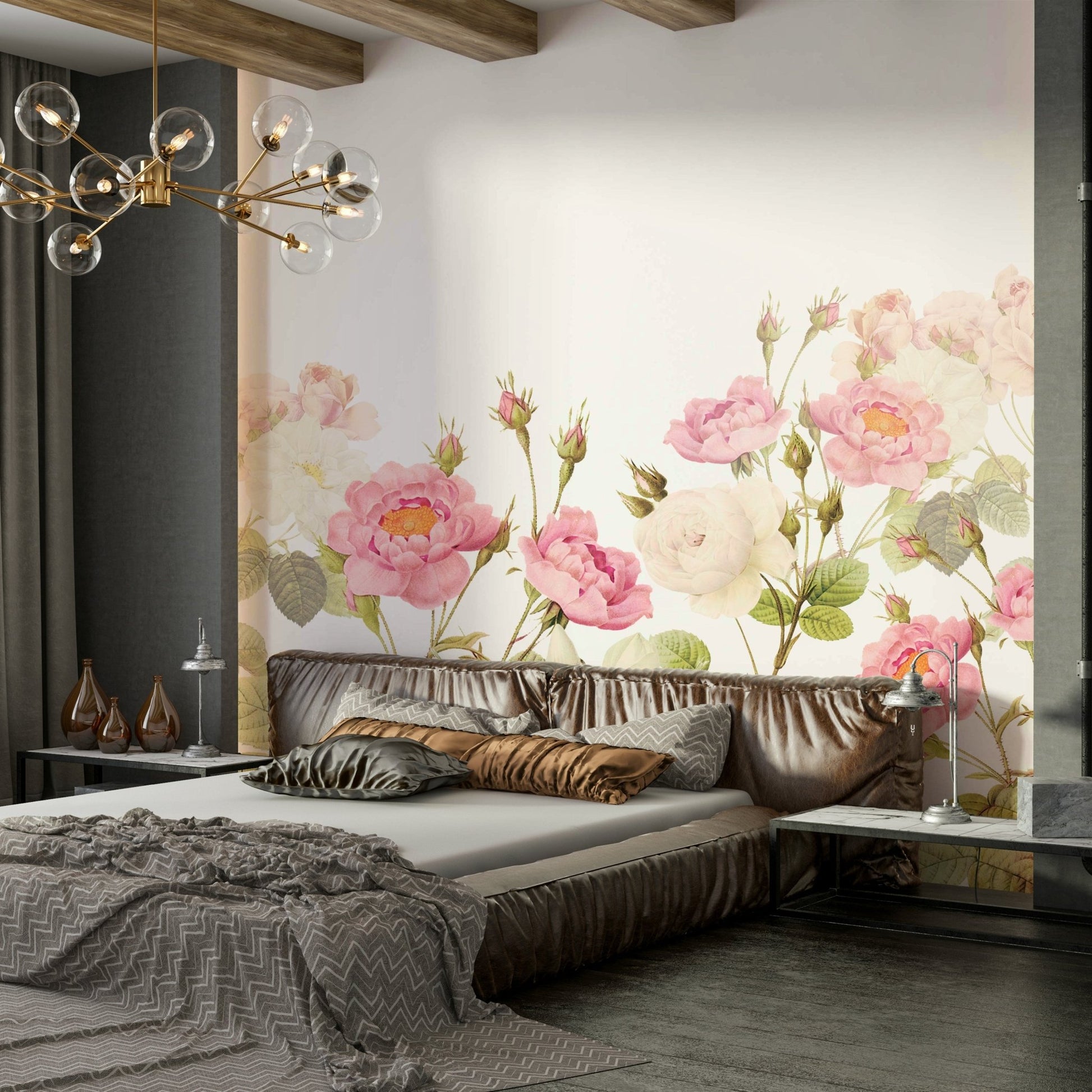 The mural has a slightly faded, distressed look, like an old photograph.
