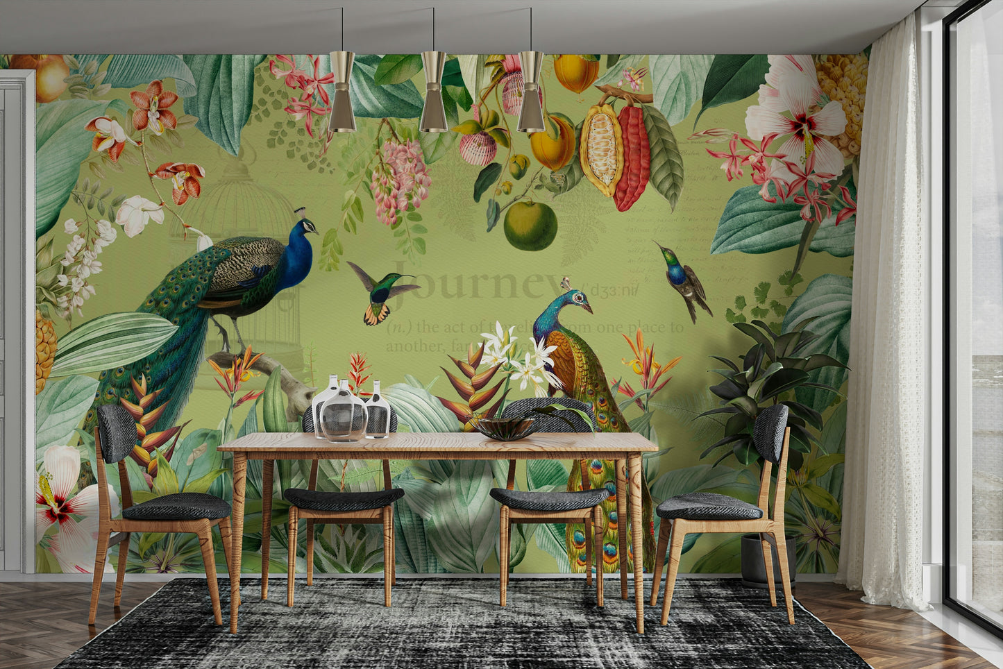 Wallpaper for walls featuring vibrant flowers and vintage style

