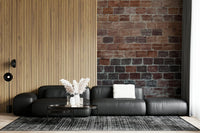 Wall mural combining aged brick textures and natural shading for a cozy, vintage interior ambiance.