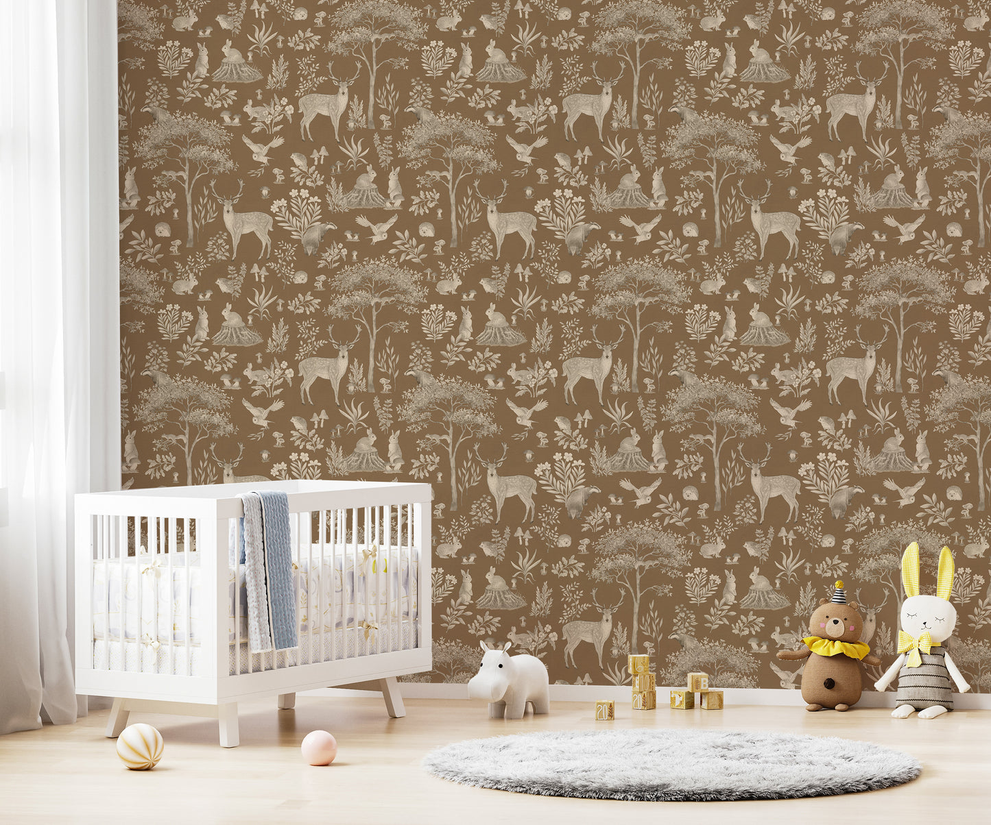 Vintage brunt djurliv tapet