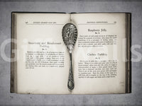 Culinary Antiques wall covering featuring worn book edges and silver details.