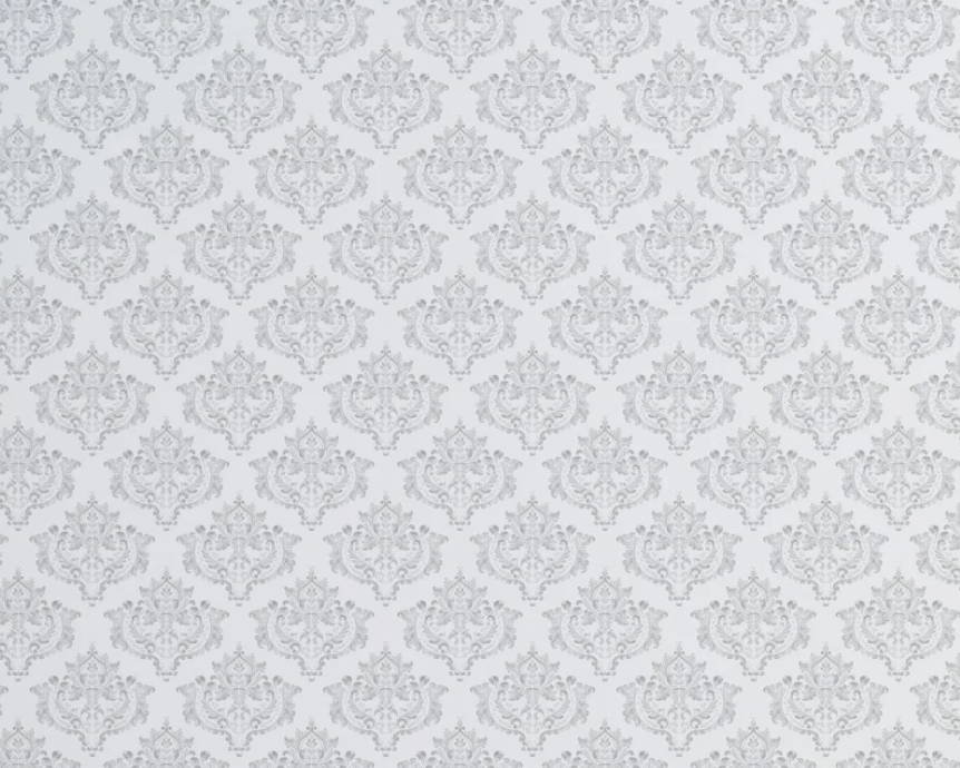 Vintage Damask White Grey Wallpaper
