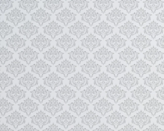 Vintage Damask White Grey Wallpaper