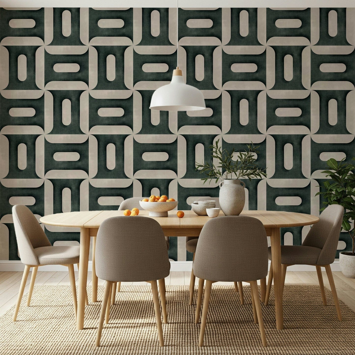 Modern Textured Geometries Vintage Denim Wallpaper⁠